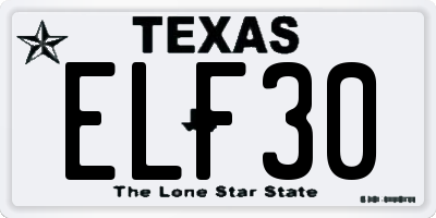 TX license plate ELF30