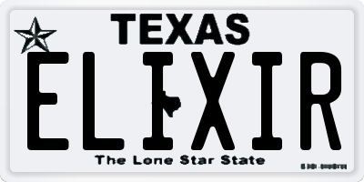 TX license plate ELIXIR