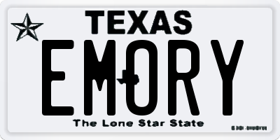 TX license plate EMORY