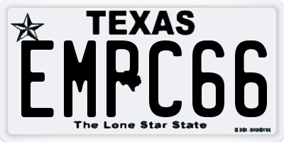 TX license plate EMPC66