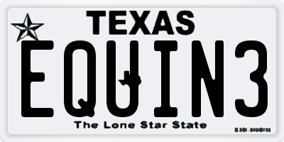 TX license plate EQUIN3