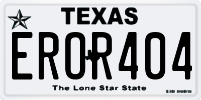 TX license plate EROR404