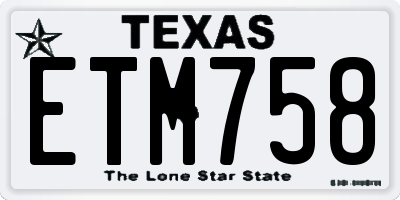 TX license plate ETM758