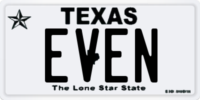 TX license plate EVEN