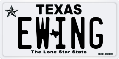 TX license plate EWING