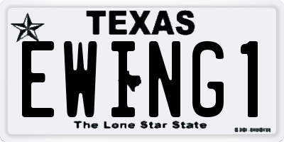 TX license plate EWING1