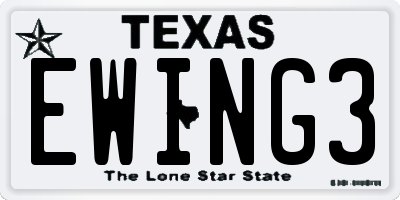 TX license plate EWING3