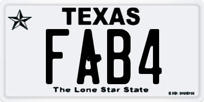 TX license plate FAB4