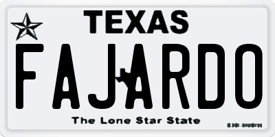 TX license plate FAJARDO