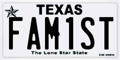 TX license plate FAM1ST