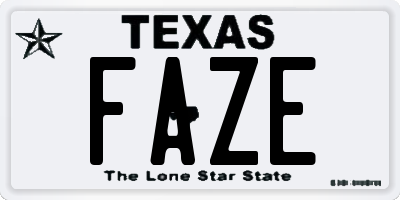 TX license plate FAZE