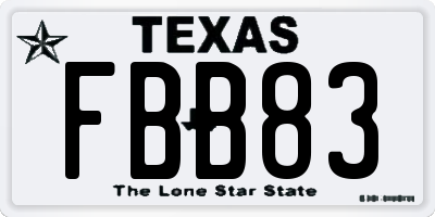 TX license plate FBB83