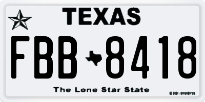 TX license plate FBB8418