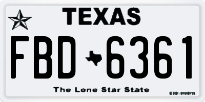 TX license plate FBD6361