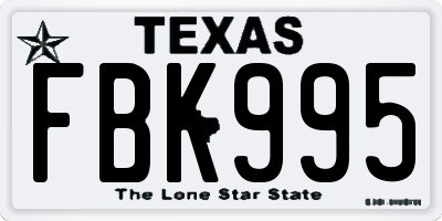 TX license plate FBK995