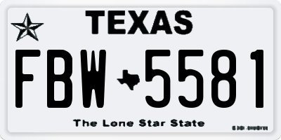 TX license plate FBW5581