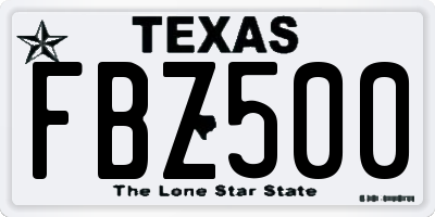 TX license plate FBZ500