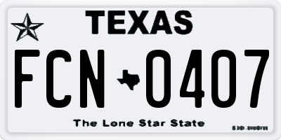 TX license plate FCN0407