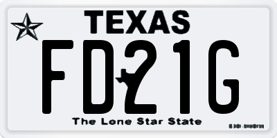 TX license plate FD21G