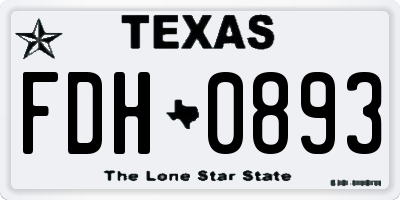 TX license plate FDH0893