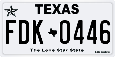 TX license plate FDK0446