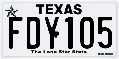 TX license plate FDY105