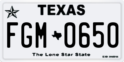 TX license plate FGM0650