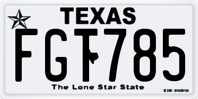 TX license plate FGT785