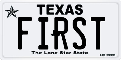 TX license plate FIRST