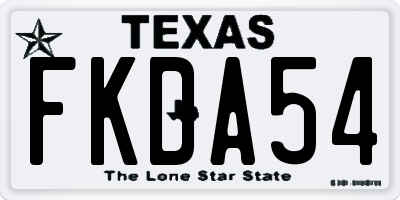 TX license plate FKDA54