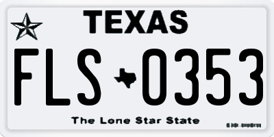 TX license plate FLS0353