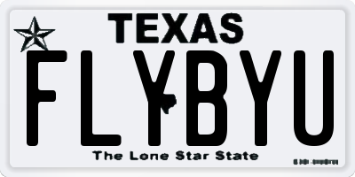 TX license plate FLYBYU