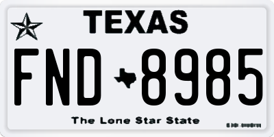 TX license plate FND8985