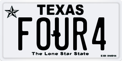 TX license plate FOUR4