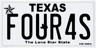 TX license plate FOUR4S