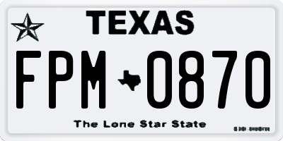 TX license plate FPM0870