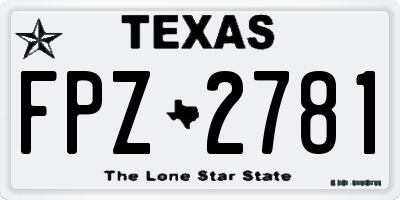 TX license plate FPZ2781