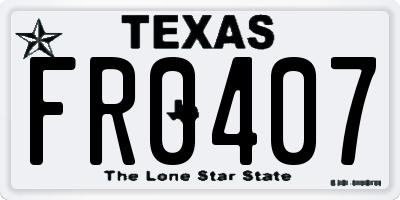 TX license plate FR0407