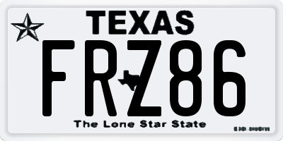 TX license plate FRZ86