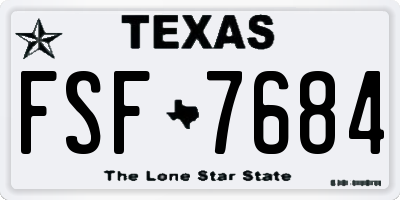 TX license plate FSF7684