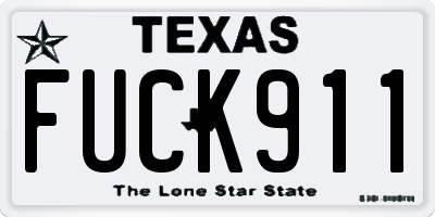 TX license plate FUCK911