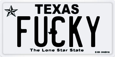 TX license plate FUCKY