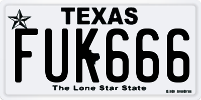 TX license plate FUK666