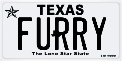 TX license plate FURRY