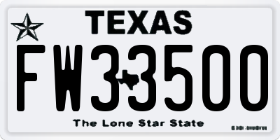 TX license plate FW33500