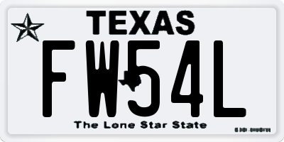 TX license plate FW54L