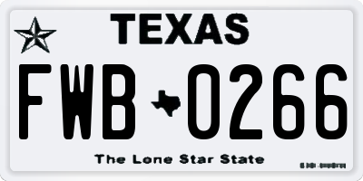 TX license plate FWB0266