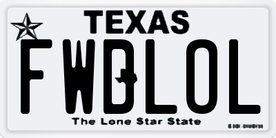 TX license plate FWDLOL