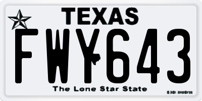 TX license plate FWY643