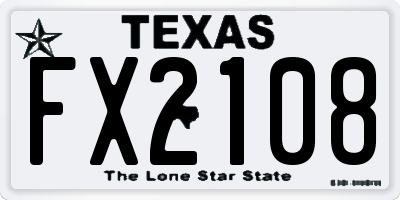 TX license plate FX2108